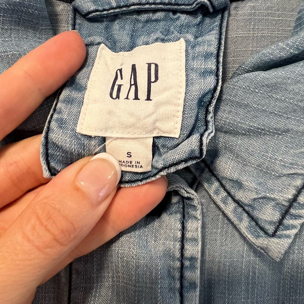 Gap Buttondown Chambray Shacket W Waist Cincher S… - image 6